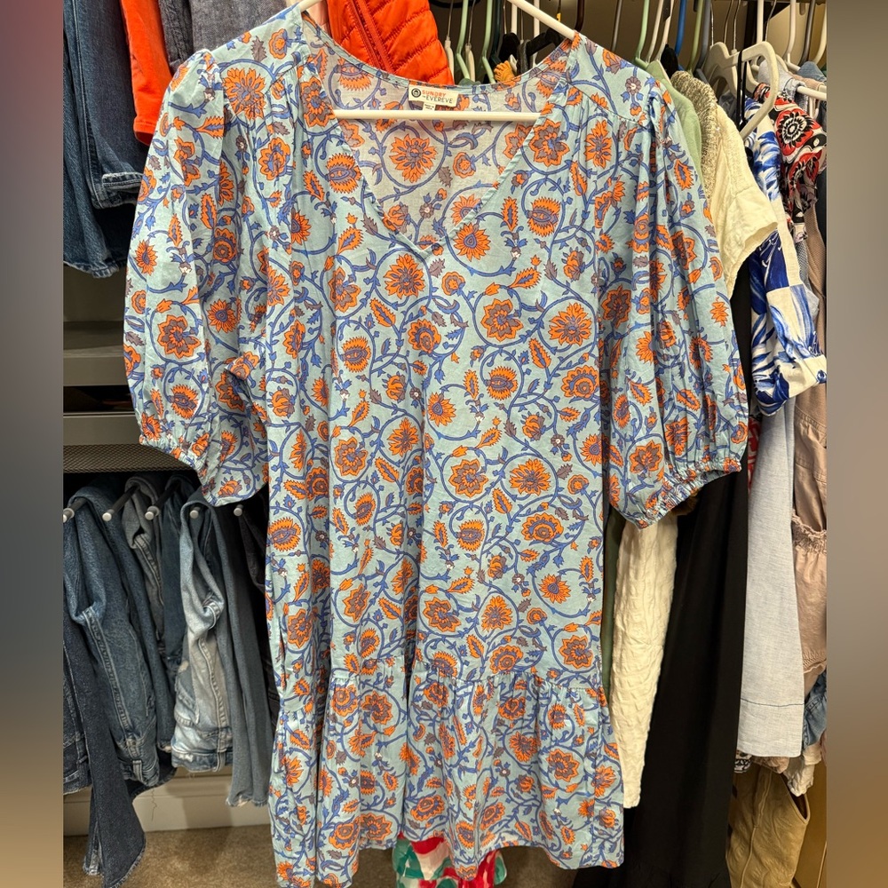 Sundry Blue and Orange Print Mini Dress. Size 2